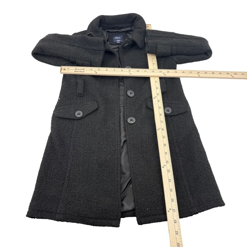 GapKids Black Wool-Blend Peacoat M With Button Front &‎ Pockets